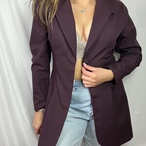 Vintage Alyn Paige Plum Blazer Jacket | 90s Tailored Minimal Chic Career Jacket